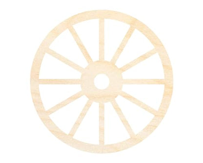 Unfinished Wood Wagon Wheel Shape | Rustic Farmhouse | DIY Craft Cutout | Up to 24" 24" / 1/8"