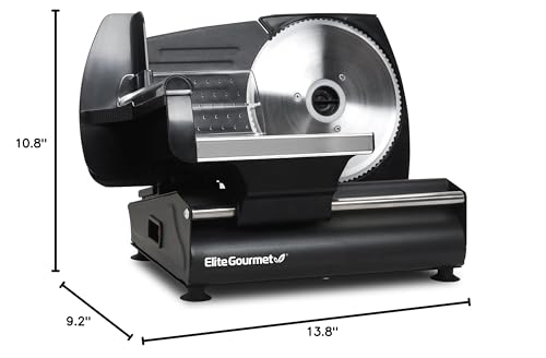 Elite Gourmet EMT-625B Ultimate Precision Electric Deli Food Meat Slicer Removable Stainless Steel Blade, Adjustable Thickness, Ideal for Cold Cuts, Hard Cheese, Vegetables & Bread, 7.5”, Black Elite Gourmet