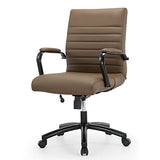 Realspace® Modern Comfort Winsley Bonded Leather Mid-Back Manager Office Chair, Brown/Black, BIFMA Compliant Realspace