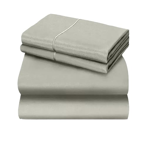 Sanqitara 6 - Piece Bed Sheet Set, 4 Pillowcases + 1 Flat Sheet + 1 Fitted Sheet, Soft & Breathable Bedding for Twin/Full/Queen/King/Cal King (Light Grey, Twin) Sanqitara