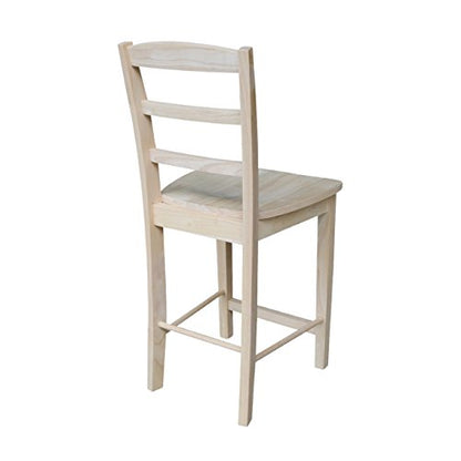 International Concepts 24-Inch Madrid Counter Stool, Unfinished - WoodArtSupply