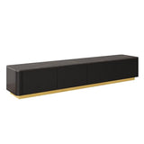 Fluted TV Stand for TVs Up to 85", Modern Entertainment Center with Drawers and Gold Base, Curved Profile TV Media Console Table with Faux Marble Tabletop for Living Room, Bedroom (Black) BEDGJH