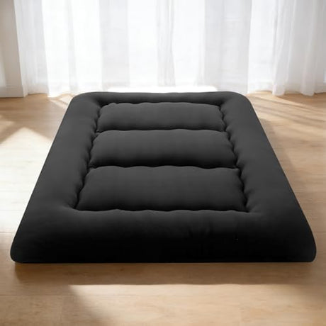 DUMOS Japanese Floor Mattress Twin Size 4-Inch, Futon Mattress Foldable with Removable Washable Cover, Portable Roll Up Tatami Mat for Kids Room, Dorm, Sleepovers and Solo Sleeper, Black DUMOS