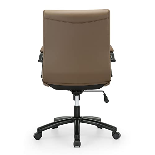 Realspace® Modern Comfort Winsley Bonded Leather Mid-Back Manager Office Chair, Brown/Black, BIFMA Compliant Realspace