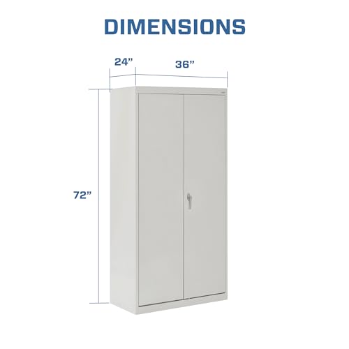 Sandusky Lee CAC1362472-05 Combination Garage Storage Cabinet, Steel Utility Cabinet with Adjustable Shelves, 72" H, Dove Gray