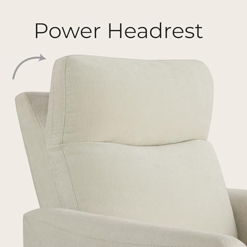 CHITA Power Recliner Chair for Adults, Electric Zero Clearance Wall Hugger Recliner for Small Spaces, Modern Living Room and RV Recliner Chair with Adjustable Power Headrest & Charging Ports, Cream
