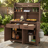 TOPMAX 65"H Large Garden Potting Bench with Storage and Lockable Wheels