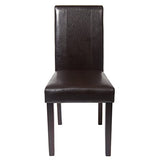 Roundhill Furniture C020BR Urban Style Solid Wood Leatherette Padded Parson Chair, Brown, Set of 2 Roundhill Furniture