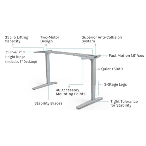 UPLIFTDESK V3 2-Leg Black Laminate Standing Desk – Adjustable Height, Advanced 1-Touch Memory Keypad, Under Desk Cable Management, Wire Grommets (Black C-Frame, 42 x 24 inch) UPLIFTDESK