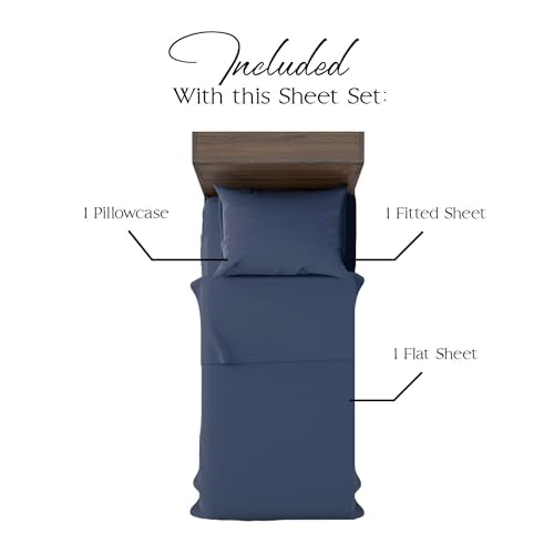 NORTHWEST Ashford Home Essentials Bedding, 3 Piece Twin Size Sheet Set, Estate Blue Northwest