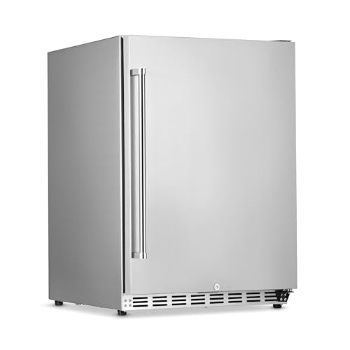 NewAir 24" Outdoor Beverage Refrigerator | 5.3 Cubic Feet Storage| Weatherproof Stainless Steel Fridge | Built-In or Freestanding Outdoor Patio Fridge For Beer, Wine, Food NCR053SS00 NewAir