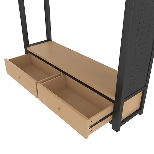 ICIUIOIR Full Size Loft Bed with Storage, Space-Saving Loft Beds with Shelves, Drawers, Pegboard and Wardrobe, MDF + Metal Bed Frame/Full ICIUIOIR
