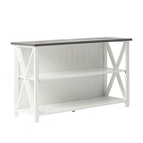 Walker Edison Solid Wood Farmhouse Storage Console, 52 Inch, White/Grey Wash Walker Edison
