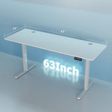 Shintenchi Standing Desk, 63x24 Inch Height Adjustable Electric Sit Stand up Desk, Ergonomic Rising Computer Table, Modern Lift Gaming Desk Workstation for Home Office, White Shintenchi