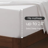 HYPREST Extra Deep Pocket King Sheet Sets Fits 18"-24" in Deep Mattress -100% Cotton King Sheet Set,White Hotel Luxury Soft Wrinkle Free Cooling Sheet Sets for King Bed Deep Pocket HYPREST