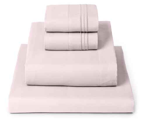 Mellanni Full Sheets Set - 4 PC Iconic Collection Bedding - Hotel Luxury, Extra Soft, Cooling Bed Sheets - Wrinkle, Fade, Stain Resistant (Full, Blush Pink) Mellanni