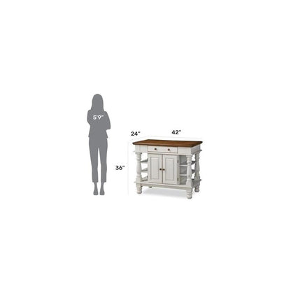 BOWERY HILL Traditional Wood Kitchen Island in Off White/Oak