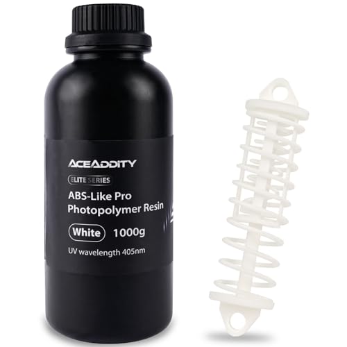 Aceaddity ABS-Like Pro Printer Resin - 405nm UV-Curing Standard Photopolymer Resin with Hardness and Toughness for LCD/DLP/SLA 3D Printers, High Precision & Non-Brittle (White, 1kg)