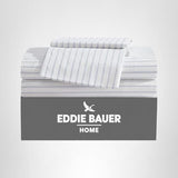 Eddie Bauer - Twin Sheets, Cotton Percale Bedding Set, Crisp & Cool Home Decor (Essential Stripe White, Twin) Eddie Bauer
