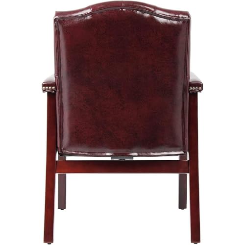 Oakestry Ivy League Set of 2 Executive Guest Chair in Burgundy Vinyl Wood Frame Office Visitor Dual Chair with Mahogany Finish Comfortable Reception Seating for Office or Waiting Room Oakestry