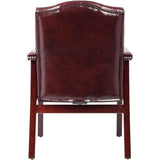 Oakestry Ivy League Set of 2 Executive Guest Chair in Burgundy Vinyl Wood Frame Office Visitor Dual Chair with Mahogany Finish Comfortable Reception Seating for Office or Waiting Room Oakestry