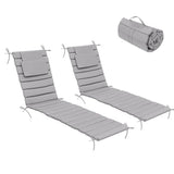 Crestlive Products Chaise Lounge Cushion Outdoor Set of 2, Foldable Waterproof Pool Lounge Chair Cushions with Straps, Lounger Cushions for Outdoor Furniture， 71''Lx21''W (Light Gray)