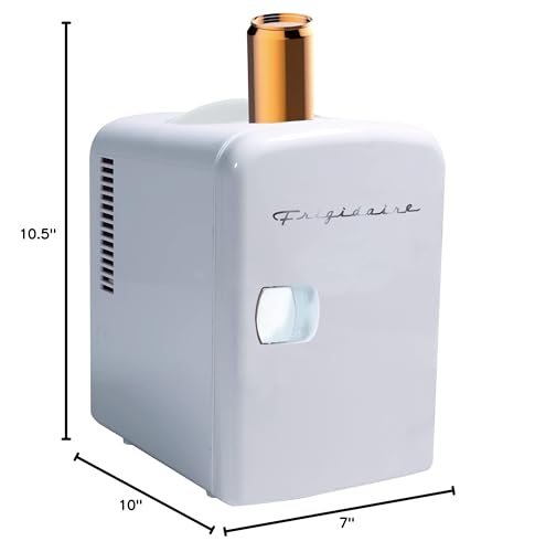 Frigidaire Mini Portable Compact Personal Fridge Cooler, 4 Liter Capacity Chills Six 12 oz Cans, 100% Freon-Free & Eco Friendly, Includes Plugs for Home Outlet & 12V Car Charger - White Frigidaire