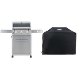 Monument Grills Outdoor Barbecue Stainless Steel 3 Burner Propane Gas Grill, 48,000 BTU Patio Garden Grill with Side Burner and Knob Controls, Mesa305 with BBQ Cover Monument Grills