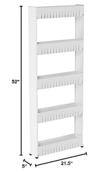 Slim Rolling Storage Cart - 5-Tier Utility Cart with Wheels for Bathroom, Kitchen, and Laundry Room - Bathroom Shelves by Lavish Home (White) Lavish Home