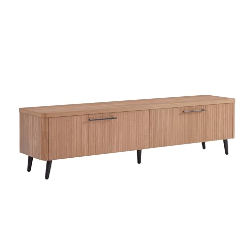 Manhattan Comfort Jodie 69" TV Stand with Wood Ribbed Drawers, Mid Century Modern Console Table for Televisions up to 60", Entertainment Center Storage Solution for Living Room, Maple Manhattan Comfort