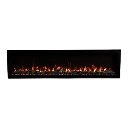 Modern Ember Highmark 60 Inch Smart Linear Electric Fireplace - Premium Flame with 10 Colors, Sleek Hidden Vent Design, Install Recessed in-Wall or Wall-Mount, WiFi and Voice-Enabled