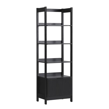 Walker Edison Modern Narrow Open Bookshelf with Drawer – 22 Inch, One-Drawer Black Walker Edison