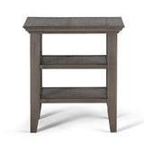 SIMPLIHOME Acadian SOLID WOOD 19 inch wide Square Rustic Contemporary End Side Table in Farmhouse Grey with Storage, 2 Shelves, for the Living Room SIMPLIHOME