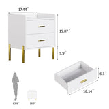 Vabches Nightstand with Built-in Charging Station, White Mid Century Modern Nightstand for Bedroom, Stylish End Tables for Lamps, Books Vabches