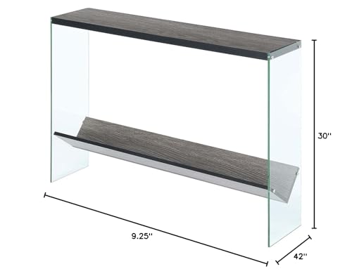 Convenience Concepts SoHo Glass Console Table 42" - Modern Sofa Table with Storage Shelf, Narrow Entryway Hall Table for Living Room, Display Accent Table, Weathered Gray Convenience Concepts