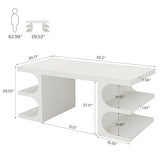 Tribesigns White Executive Office Desk, 63" Computer Desk with Storage Shelves, Modern Wood Study Writing Table, Large Workstation Business Furniture for Home Office (Table Only) Tribesigns