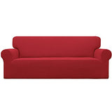 Easy-Going Stretch Sofa Slipcover 1-Piece Sofa Cover Furniture Protector Couch Soft with Elastic Bottom for Kids, Polyester Spandex Jacquard Fabric Small Checks (Sofa, Christmas Red) Easy-Going