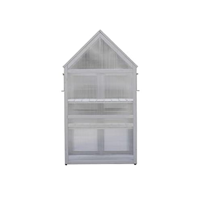 Mini Greenhouse Kit Outdoor, Upgrade Small Green House with Adjustable Shelving, Wood Cold Frame, Plant Stand Cabinet for Indoors Garden Patio