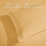 Elegant Comfort 1500 Premium Quality 6-Piece Bed Sheet Set - 18-24 Inch Extra Deep Pocket, Smart Storage Pockets, Wrinkle Free Ultra Soft 6PC Extra Deep Pocket Sheets, Queen, Gold Elegant Comfort