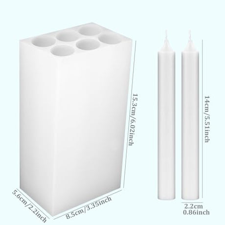 6-Cavity Long Cylinder Mold for Candle Making, 5.5Inch Cylinder Silicone Candle Mold Long Pillar Silicone Mold for Wax Candle Making Kackaidi