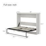 MERITLINE Twin Horizontal Murphy Chest Bed,Wood Folding Hideaway Bed Cabinet for Adults (White) MERITLINE