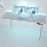Shintenchi Standing Desk, 63x24 Inch Height Adjustable Electric Sit Stand up Desk, Ergonomic Rising Computer Table, Modern Lift Gaming Desk Workstation for Home Office, White Shintenchi