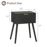 AWASEN Black Nightstand, Small End Tables Living Room, Accent Bedside Table with Fluted Drawer for Bedroom and Small Space, Black AWASEN