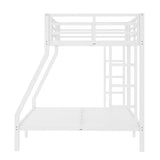 Twin over Full Metal Bunk Beds for Kids Teens Adults, Heavy-duty Metal Bunk Bed Frame with Guardrail, 2 Ladders & Under-bed Storage for Bedroom Guest Room Dorms, Space-saving/Noise-reduce, White Bellemave