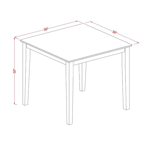 East West Furniture OXDA5-MAH-W Oxford 5 Piece Room Set Includes a Square Wooden Table and 4 Kitchen Dining Chairs, 36x36 Inch - WoodArtSupply