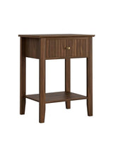 Apetaccat Fluted Nightstand, Farmhouse Night Stand with 1 Drawers, Mid Century Modern Side Accent Table,Bedside End Table for Bedroom, Living Room, Brown Apetaccat