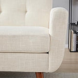 Tbfit 78" W Linen Sofa Couch, Mid Century Modern Decor Loveseat Couches for Living Room, Button Tufted Upholstered Small Couch for Bedroom, Solid, and Easy to Install Love Seats Furniture, Beige Tbfit