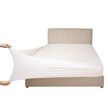 Stretch Jersey Box Spring Cover Wrap Around, Bed Skirt Alternative, Ultra Soft & Wrinkle Resistant, Queen/Queen XL, White Mrs Awesome