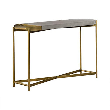 Armen Living LCDUCNCC Dua Grey Concrete Console Table with Antique Brass Armen Living