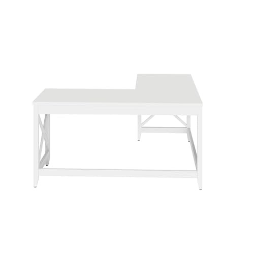 Workspace by Alera L-Shaped Farmhouse Desk, 58.27" x 58.27" x 29.53", White Alera